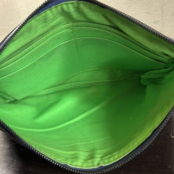 Essex Los Angeles Black Leather Up Zip Wallet Clutch Card Check Bills Holder - Picture 5 of 9